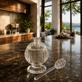Silver Crystal Honey Pot with Honey Dipper