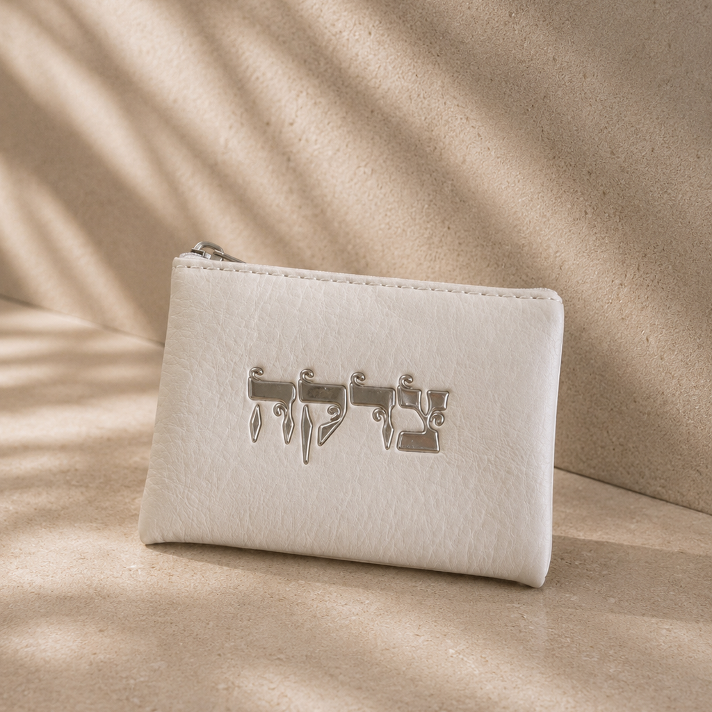 White Tzedakah Pouch