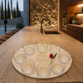 White Concrete Rosh Hashanah Plate with 8 Glass Bowls