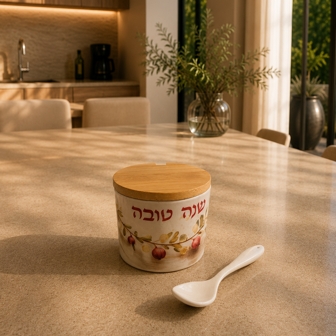 Bamboo Honey Pot with Spoon